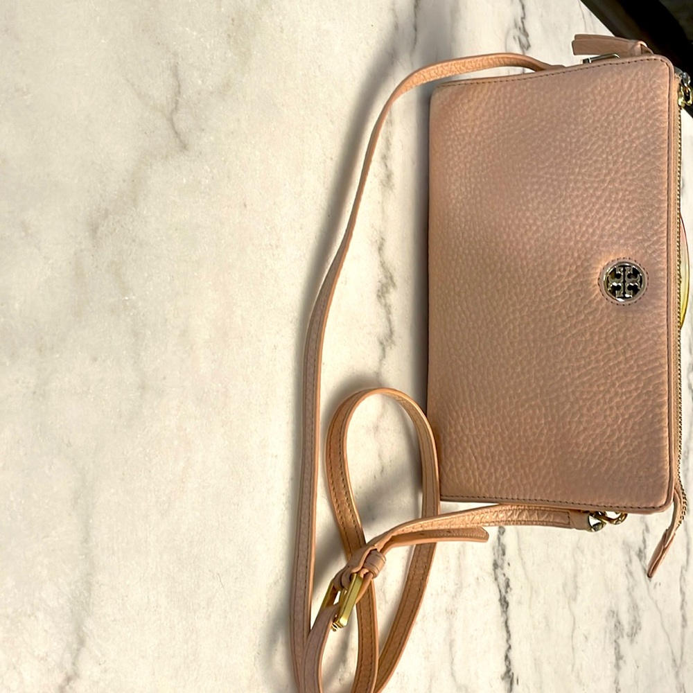 Tory Burch Pebbled Blush leather crossbody